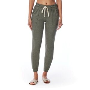 LBLC the Label Sz Small Marcy Jogger Pants Ribbed Olive/Gray